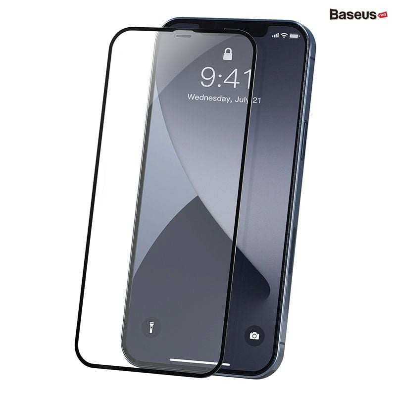 Kính cường lực full viền, chống bể mép dùng cho iPhone 12 Series Baseus 0.23mm Curved-screen Tempered Glass (02 Pcs/set, PET Soft Edge, Crack-resistant edges)