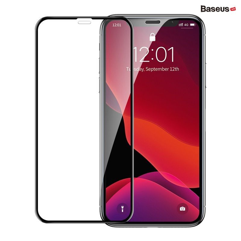 Bộ 02 kính cường lực full màn hình chống bể mép cho iPhone 11 Series Baseus 0.23mm Curved-screen Tempered Glass Protector (02 Pcs/set, PET Soft Edge, Crack-resistant edges )