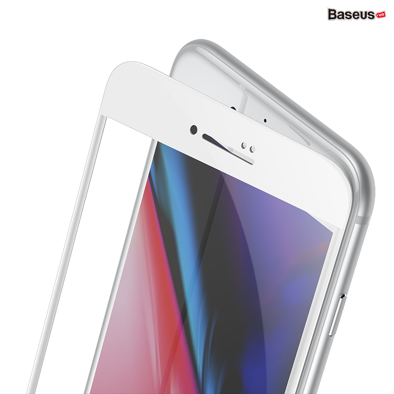 Bộ 2 kính cường lực Baseus – Full màn, 0.23mm, viền dẻo PET, chống bể mép, cho iPhone 7/8/Plus, ôm khít, độ bền cao