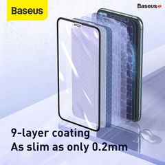 Cường lực Composite 9 lớp siêu bền Baseus 0.25mm Full-screen Curved Composite Film cho iPhone (chống nứt bể mép)