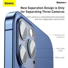 Bộ kính cường lực chống trầy Camera Baseus Gem Camera Lens Protective Film dùng cho iPhone 12 Series (0.25mm , 2 bộ/hộp)