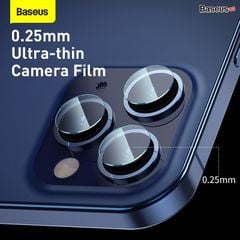 Bộ kính cường lực chống trầy Camera Baseus Gem Camera Lens Protective Film dùng cho iPhone 12 Series (0.25mm , 2 bộ/hộp)