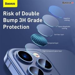 Bộ kính cường lực chống trầy Camera Baseus Gem Camera Lens Protective Film dùng cho iPhone 12 Series (0.25mm , 2 bộ/hộp)