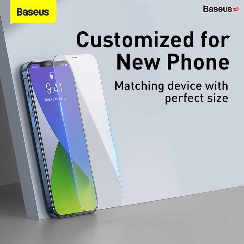 Kính cường lực Baseus 5 lớp iPhone 12 – 0.3mm, chống trầy, siêu bền, full viền, bộ 2 miếng, dán dễ