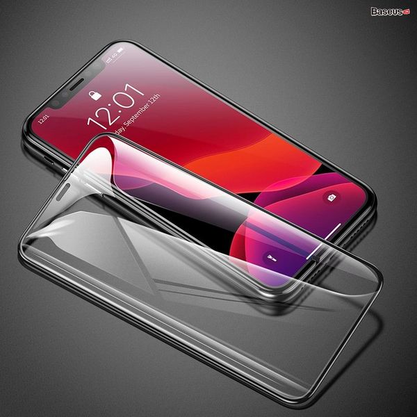 Kính cường lực 3D, 5 lớp chống trầy dùng cho iPhone 11/Pro/Pro Max Baseus Full-Screen and Full-glass Tempered Glass (0.3mm, full kính, full viền, Bộ 2 cái + Khung cố định hỗ trợ dán)