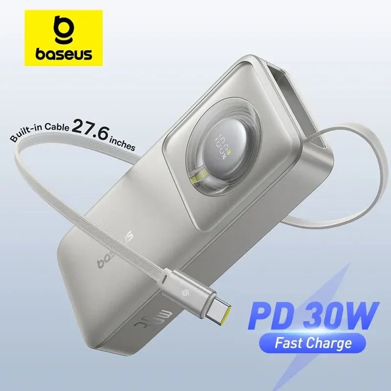 Pin Dự Phòng Tích Hợp Cáp Sạc Dây Rút Gọn Baseus Free2Pull 10000mAh 30W