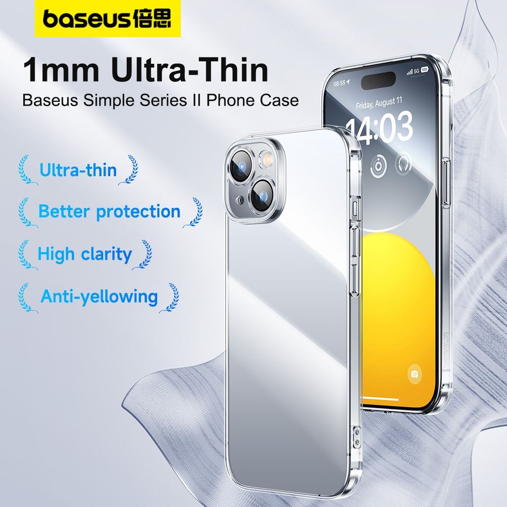 Ốp Lưng cho iP 15 Baseus Simple Series II Phone Case for iP 15 Series