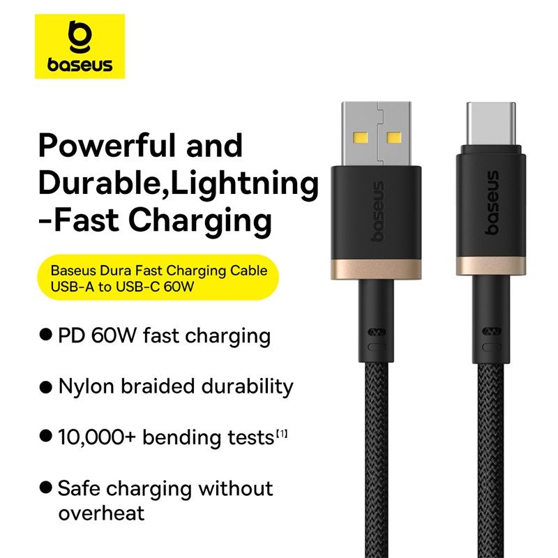 Cáp Sạc Nhanh Baseus Dura Series USB to Type-C 60W (480Mbps)