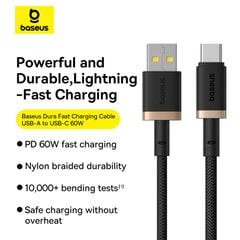 Cáp Sạc Nhanh Baseus Dura Series USB to Type-C 60W (480Mbps)