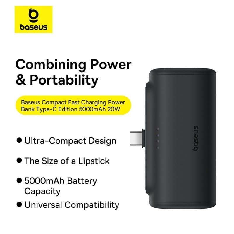 Pin Sạc Dự Phòng Mini Baseus Compact Fast Charging Power Bank Type-C Edition 5000mAh 20W