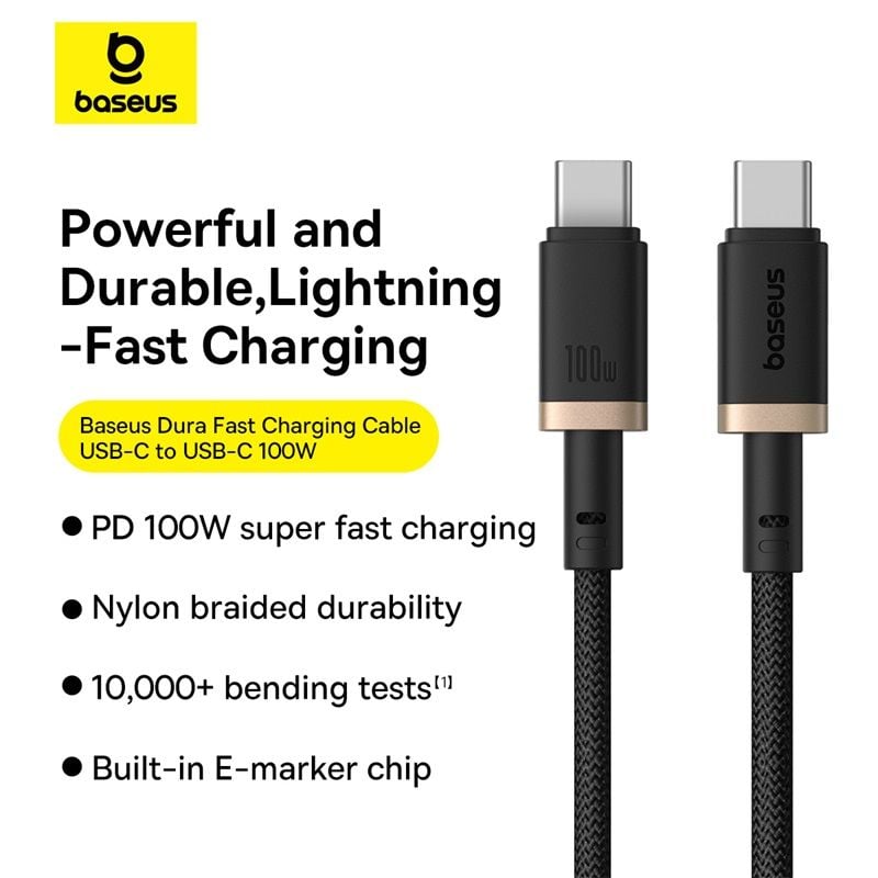 Cáp Sạc Nhanh Baseus Dura Series C to C 100W (20V/5A, 480Mbps)