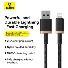 Cáp Sạc Nhanh Baseus Dura Series USB to Lightning 2.4A (480Mbps)