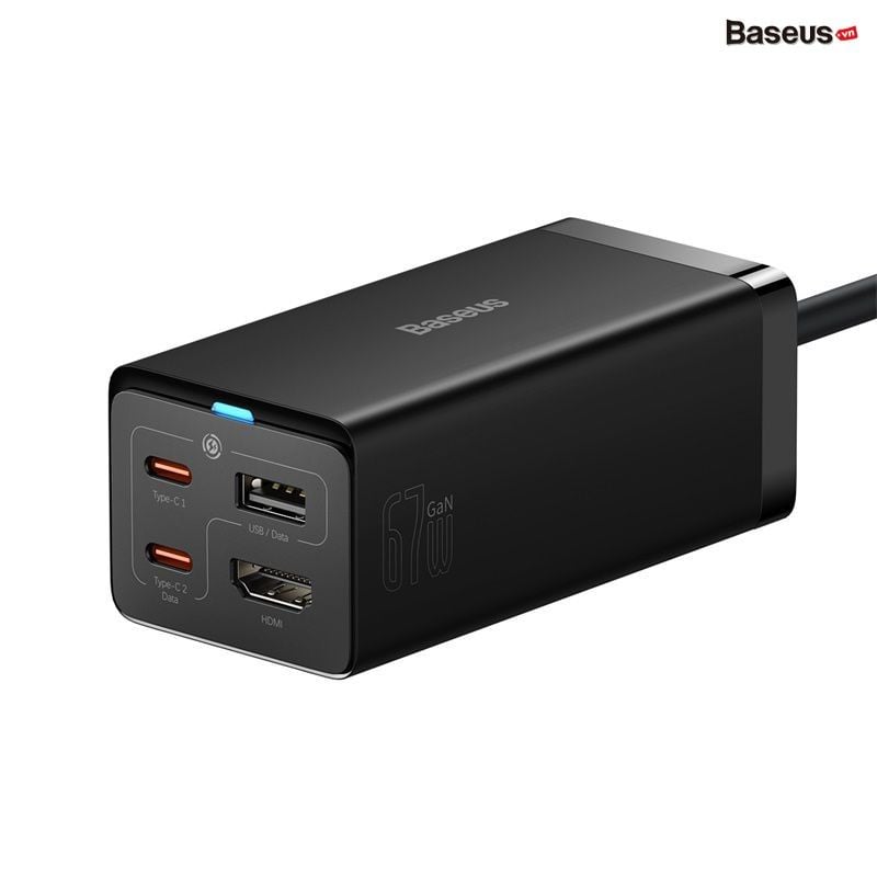 Củ Sạc Nhanh Kiêm Hub Mở Rộng Đa Năng 2 in 1 Baseus GaN5 Pro Desktop Fast Charger 1U+2C+HDMI 67W (HDMI, Type C*2, USB*2 PD/QC/SCP/FCP/AFC/PPS Quick Charger)