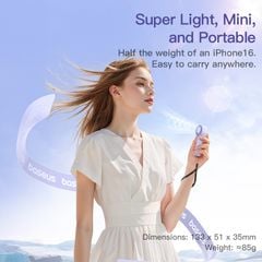 Quạt Cầm Tay Baseus GoTrip DT1 Mini (1200mAh, Five-Blade Turbo Fan with 4 M/S Powerful Wind, 10000RPM, 39dB Quiet Operation, 4H, 3 Speed Settings)