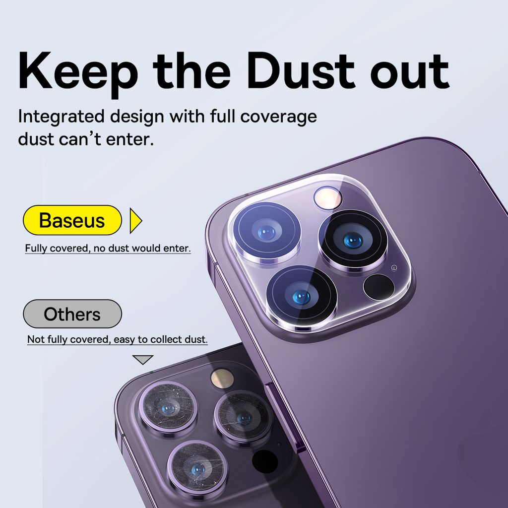 Kính Bảo Vệ Camera Baseus Crystal Series HD Full-frame for iP 15/16 Series (Pack of 2 with 2 cleaning kits)