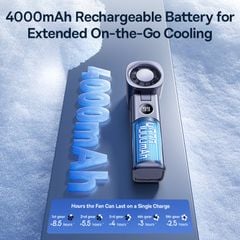 Quạt Cầm Tay Baseus GoTrip DT1 High-Speed (4000mAh, 8.5H, Digital Display, 19000RPM & 5m/s, 5 Speed Settings, 90° Foldable)