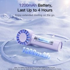 Quạt Cầm Tay Baseus GoTrip DT1 Mini (1200mAh, Five-Blade Turbo Fan with 4 M/S Powerful Wind, 10000RPM, 39dB Quiet Operation, 4H, 3 Speed Settings)