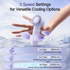 Quạt Cầm Tay Baseus GoTrip DT1 Mini (1200mAh, Five-Blade Turbo Fan with 4 M/S Powerful Wind, 10000RPM, 39dB Quiet Operation, 4H, 3 Speed Settings)