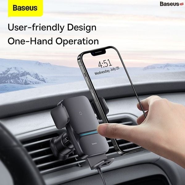 Bộ Đế Giữ Điện Thoại Baseus Wisdom Auto Alignment Car Mount Wireless Charger (QI 15W)