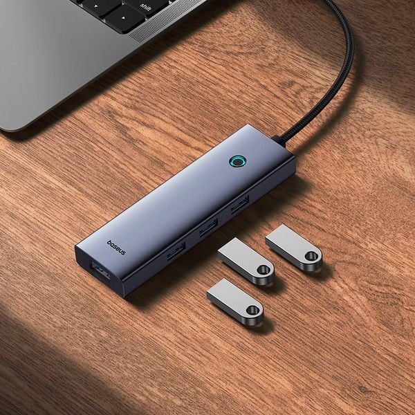 Hub Mở Rộng Kết Nối Baseus UltraJoy Series 5-Port HUB Space Grey (Type-C to USB3.0*4 + PD*1)