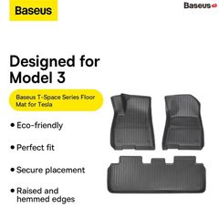 Thảm Lót Sàn Ô Tô Baseus T-Space Series 9-Piece Floor Mat for Tesla Model 3 Velvet