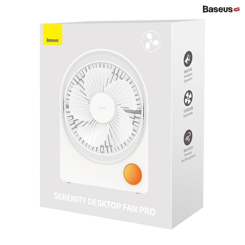 Quạt Mini Pin Sạc Để Bàn Baseus Serenity Desktop Fan Pro 2000 mAh (Pin sạc 2000mAh, 3 Mức gió, Siêu êm)