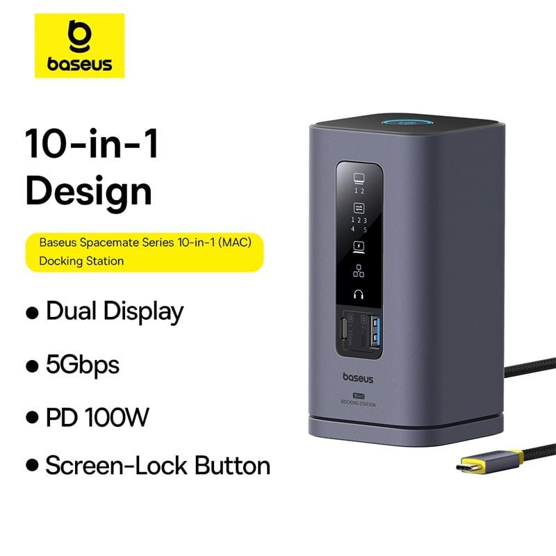 Hub Mở Rộng Đa Năng Baseus Spacemate Series 10-in-1 MAC Version ( xuất 2 màn hình mở rộng MST cho MAC OS)