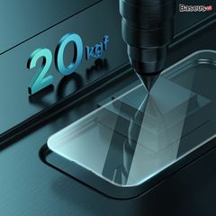 Kính Cường Lực Full HD 8K Cho iPhone 14 series Baseus All-glass Crystal Tempered Glass Film 0.3mm New 2022 (Full kính, full viền, Bộ 2 cái + Khung cố định hỗ trợ dán)