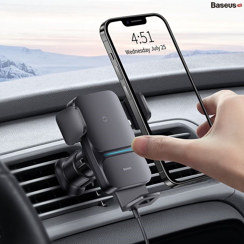 Bộ Đế Giữ Điện Thoại Baseus Wisdom Auto Alignment Car Mount Wireless Charger (QI 15W)