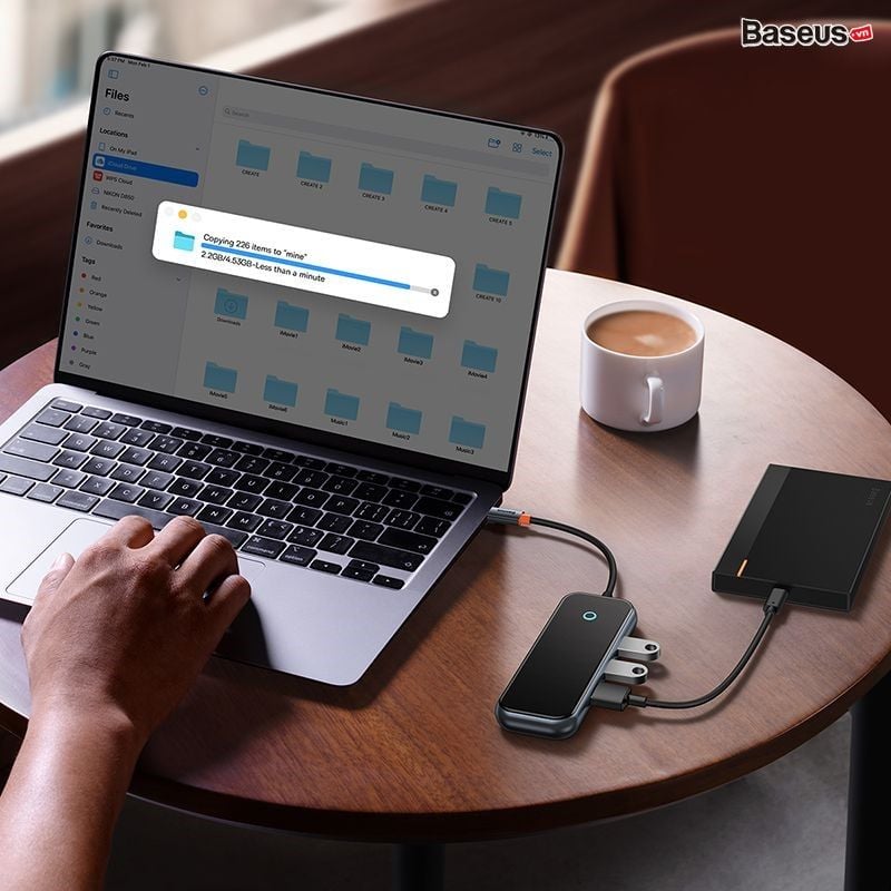 Hub Baseus AcmeJoy – Mở rộng đa cổng: HDMI 4K, RJ45, USB 3.0, SD/TF, PD, jack 3.5mm, dùng cho Macbook/iPad/laptop