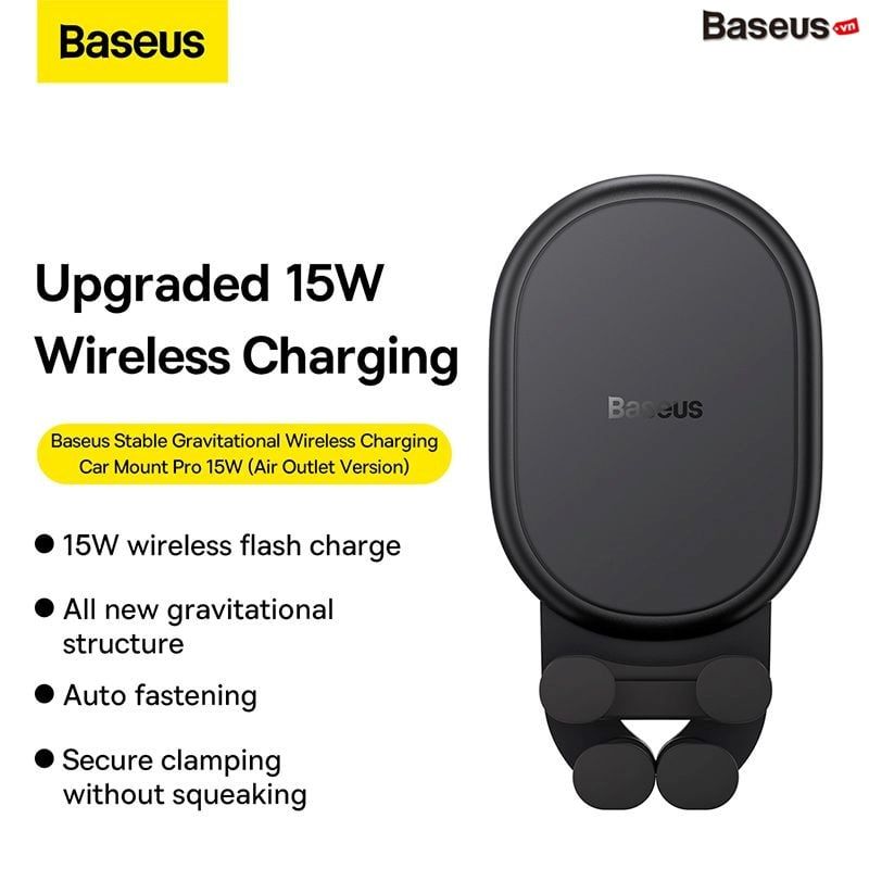 Giá Đỡ Điện Thoại Trên Ô Tô Baseus Stable Gravitational Wireless Charging Car Mount Pro 15W