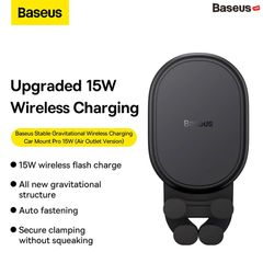 Giá Đỡ Điện Thoại Trên Ô Tô Baseus Stable Gravitational Wireless Charging Car Mount Pro 15W