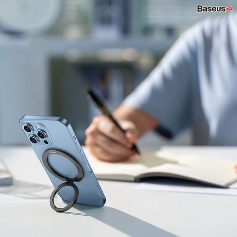 Giá đỡ MagSafe Baseus Halo Series – Vòng kim loại gập, hút nam châm, dùng cho iPhone 12/13 và phụ kiện Apple