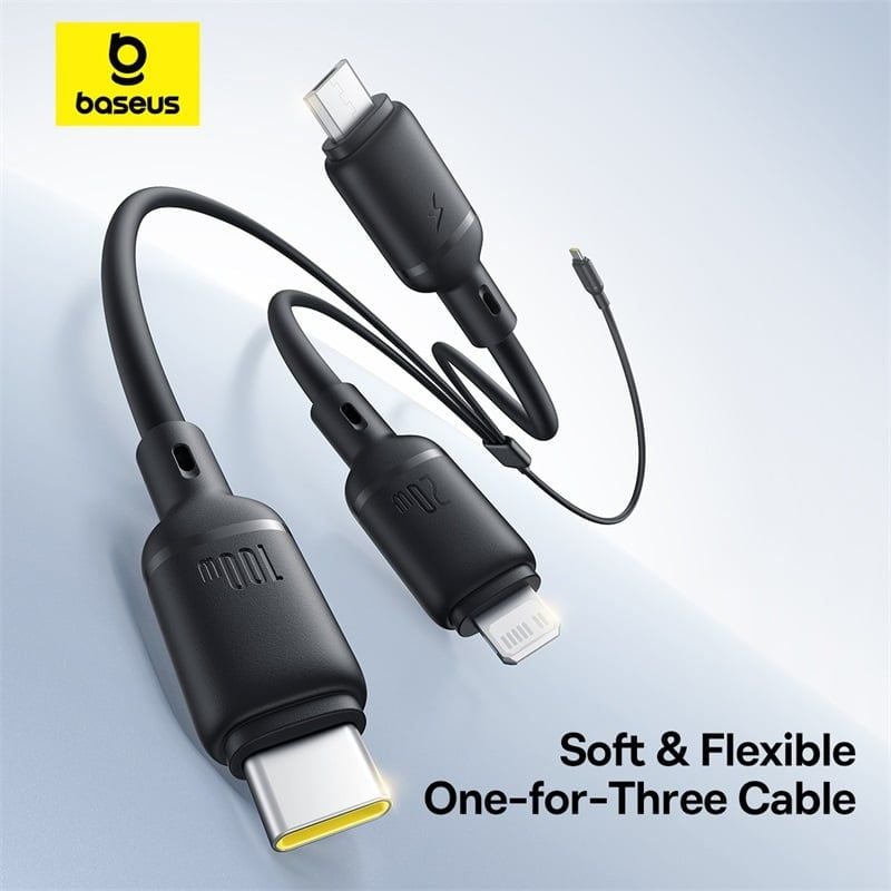 Cáp Sạc Nhiều Đầu Đa Năng Baseus Silky One-for-Three C to M+L+C 100W (1.5m, 480Mbps)