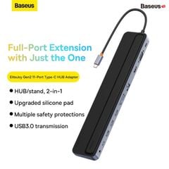 Hub Mở Rộng Đa Năng Baseus EliteJoy Gen2 11 12-Port Type-C HUB Adapter Cho Laptop Macbook iPad Pro (Type-C to HDMI/VGA/USB 3.0/Card Reader/RJ-45/AUX 3.5mm)