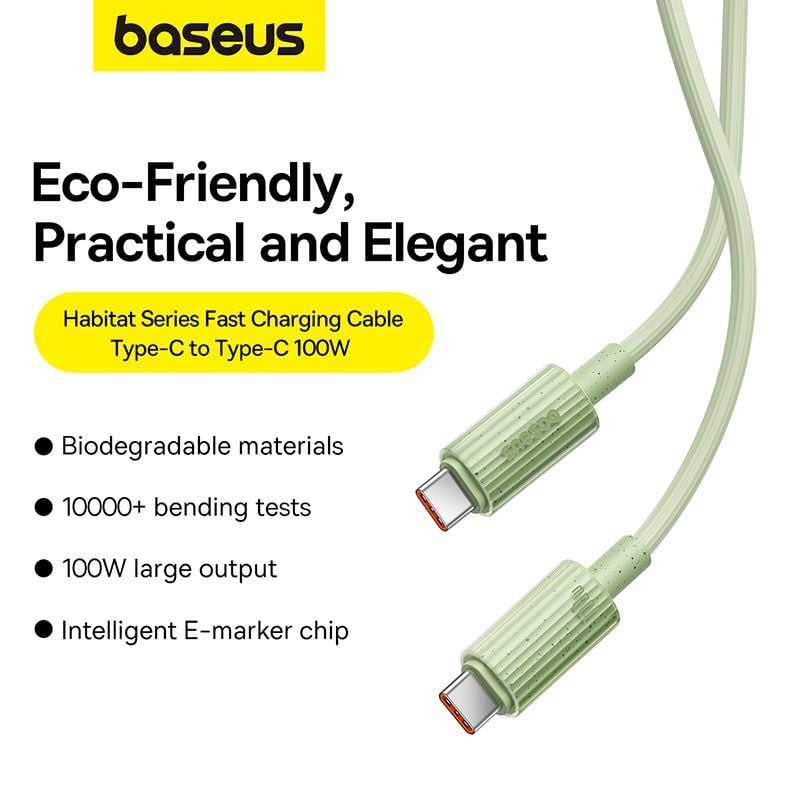 Baseus Habitat Series Fast Charging Cable Type-C to Type-C 100W Cho iPhone 15 Samsung Macbook Laptop (Fast Charging & Data Cable)