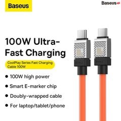 Cáp Sạc Nhanh Baseus CoolPlay Series Fast Charging PD 100W Type-C to Type-C Cho Xiaomi POCO f3 Realme Samsung Macbook iPad Laptop