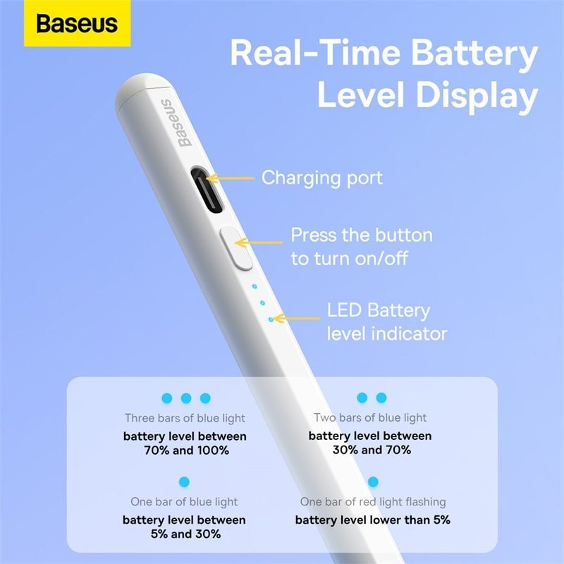 Bút Cảm Ứng Baseus Pencil 2 Pro Smooth Writing Wireless Charging Stylus, Dùng Cho iPad Mini6 Pro Air4, 5 (Palm Reject, Magnetic, Wireless Charging, Bluetooth, App control)