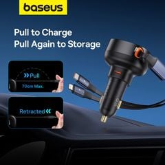 Tẩu Sạc Ô Tô Baseus Enjoyment Pro Car Charger Tích Hợp Cáp Type C & iPhone Cable 60W