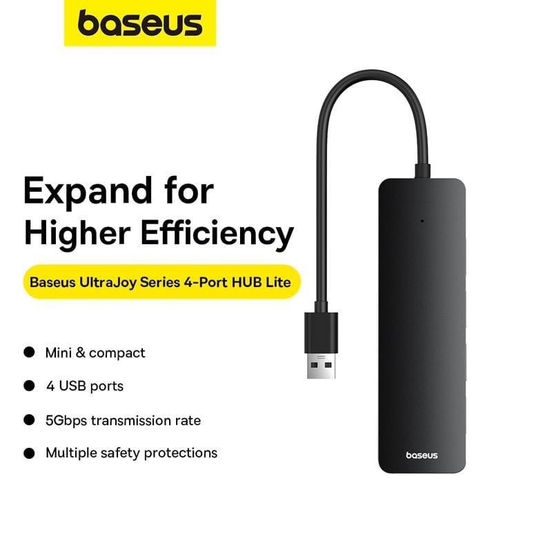 Hub Mở Rộng Kết Nối Baseus UltraJoy Series 4-Port HUB Lite USBA to USB3.0