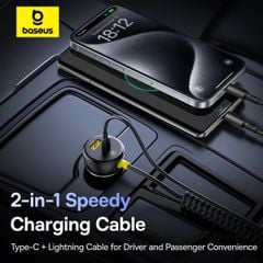 Tẩu Sạc Cho Ô Tô Baseus Circular Plastic Car Charger 60W (With 1.4m Spring Cable)