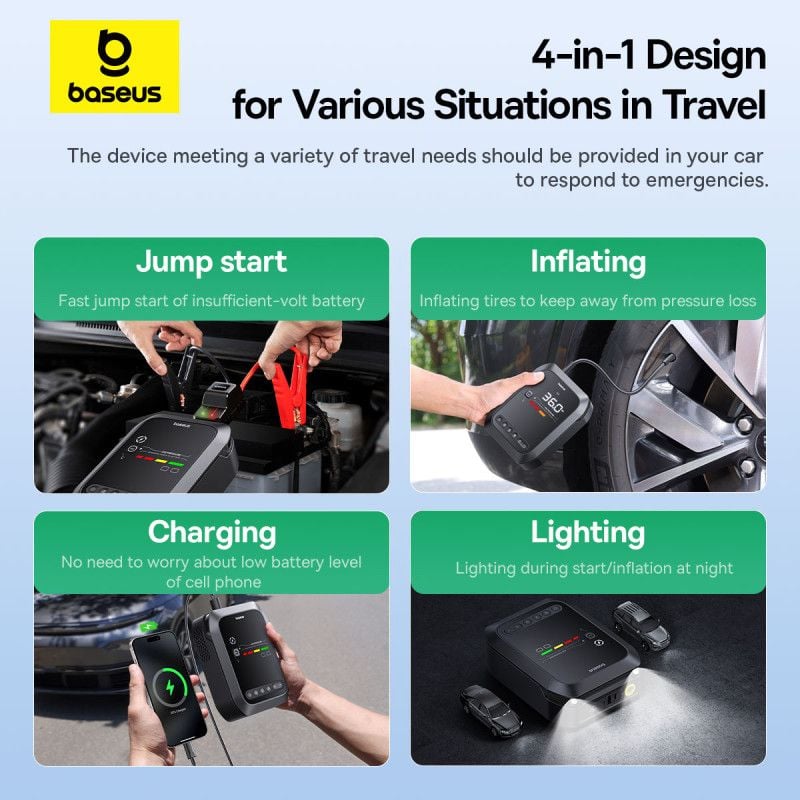 Bộ Kích Bình Cho Ô Tô Baseus Super Energy Series 4-in-1 Car Jump Starter (1200A, 7800mAh)