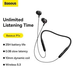 Tai Nghe Bluetooth Thể Thao Chống nước Baseus Bowie P1x In-ear (25hr Bluetooth 5.3, Waterproof Neckband Wireless Earphones)