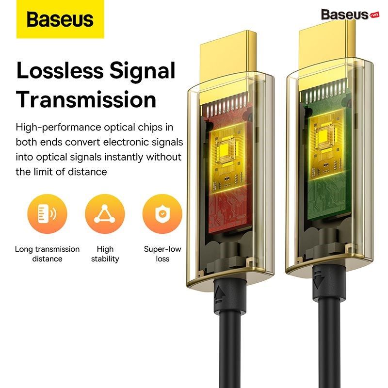 Cáp HDMI sợi quang cao cấp Baseus High Definition Series – HDMI to HDMI, hỗ trợ 4K/60Hz, truyền tín hiệu tốc độ cao