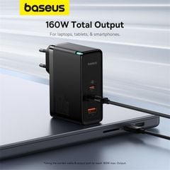 Bộ Sạc Nhanh Baseus GaN5 Pro Digital 160W Cho Laptop Macbook iPhone Samsung (Fast Charger 2C+U PD3.1 QC PPS SCP FCP AFC)