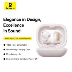 Tai Nghe Không Dây TWS Baseus AirNora 3 ANC (Bluetooth v5.4, 6.5H, -45db Noise Cancellation, 4-Mic ENC)