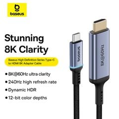 Cáp chuyển Type C to HDMI Baseus High Definition Series 8K/60Hz Adapter (1.5m, siêu nét)