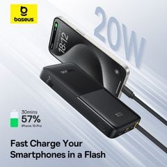 Pin Dự Phòng Baseus Bipow 2 Digital Display With Built-in USB-C Cable 10000mAh/20000mah 20W