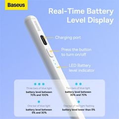 Bút Cảm Ứng Baseus Pencil 2 Smooth Writing Wireless Charging Stylus, Dùng Cho iPad Mini6 Pro Air4, 5 (Palm Reject, Magnetic, Wireless Charging, Bluetooth, App control)