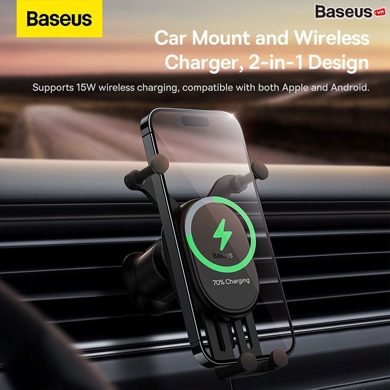 Giá Đỡ Điện Thoại Trên Ô Tô Baseus Stable Gravitational Wireless Charging Car Mount Pro 15W